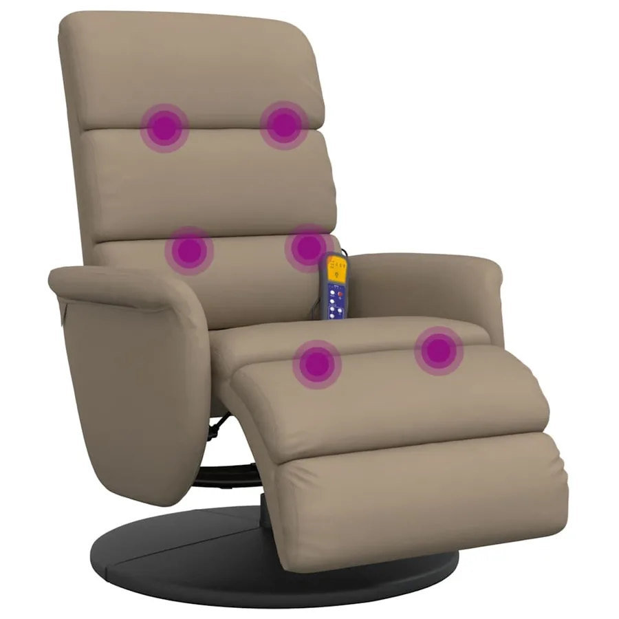 Fauteuil inclinable de massage repose-pieds cappuccino - 2