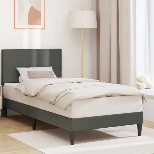 Cadre de lit Gris foncé 80 x 200 cm Tissu en velours côtelé