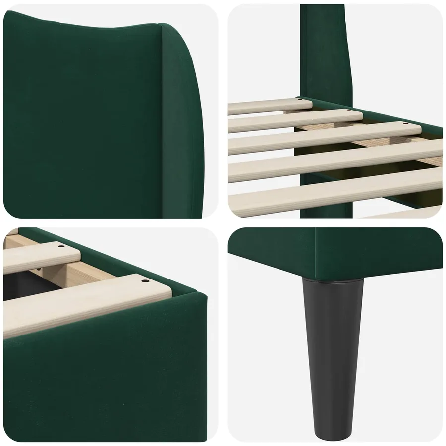 Cadre de lit avec tête de lit Vert foncé 160 x 200 cm Velours - 7