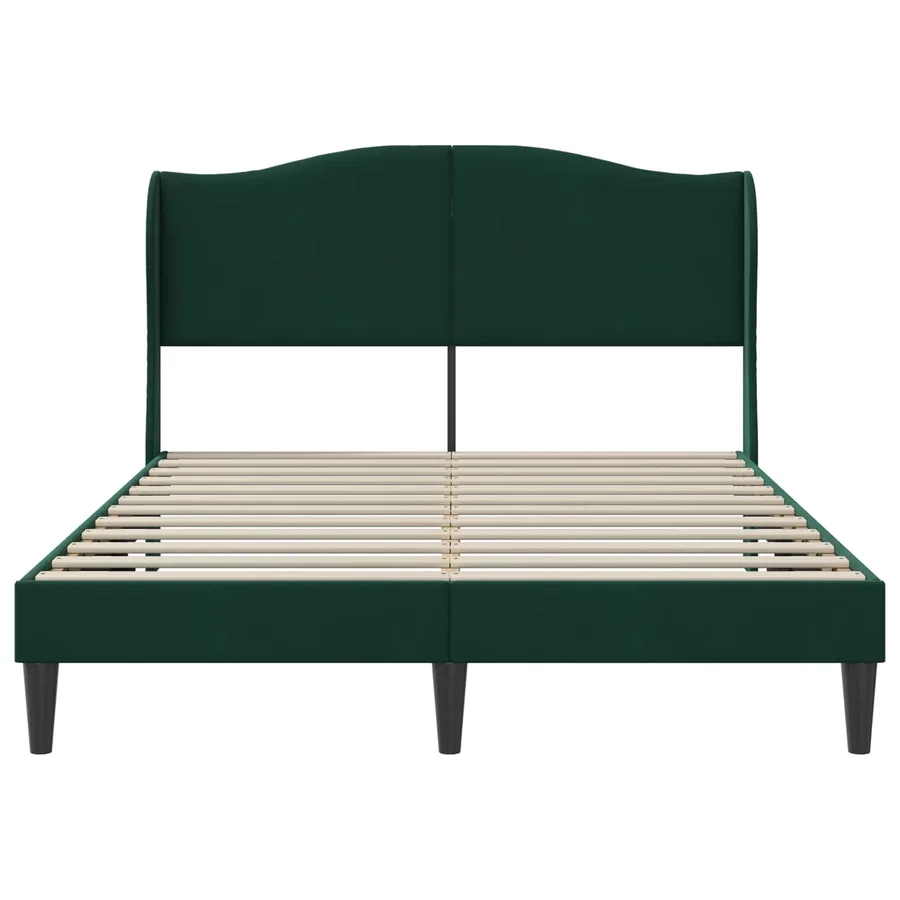 Cadre de lit avec tête de lit Vert foncé 140 x 190 cm Velours - 4