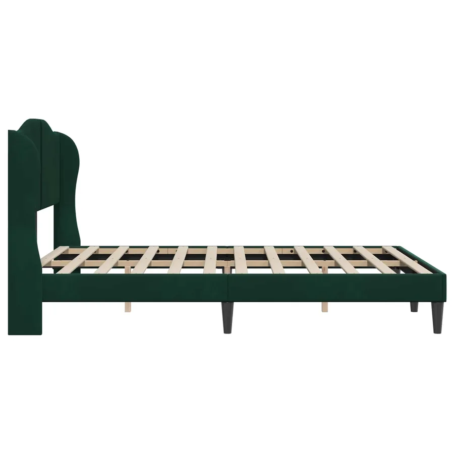 Cadre de lit avec tête de lit Vert foncé 140 x 190 cm Velours - 5