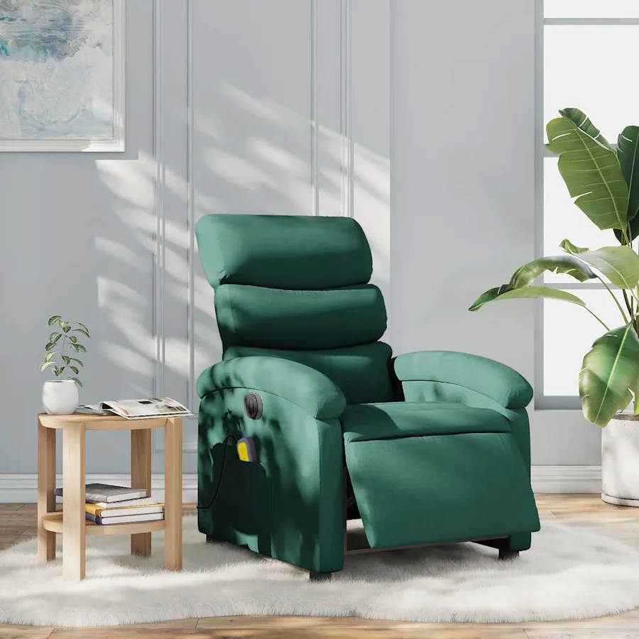 Fauteuil de massage inclinable électrique Vert foncé Tissu - 15