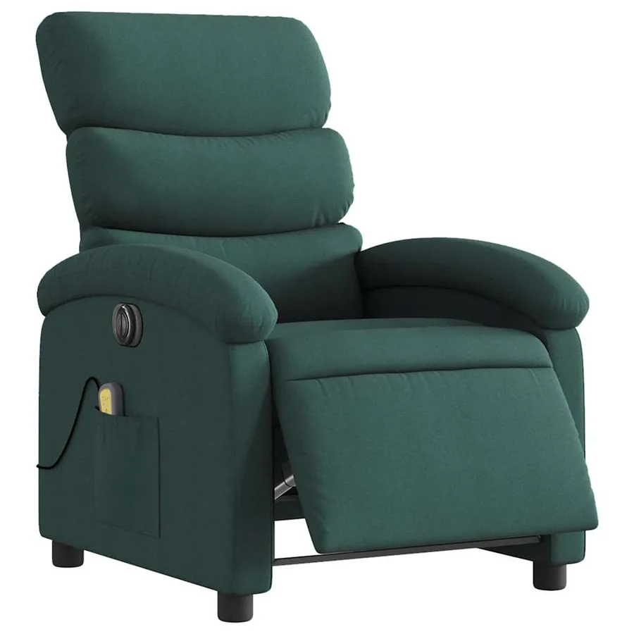 Fauteuil de massage inclinable électrique Vert foncé Tissu - 3
