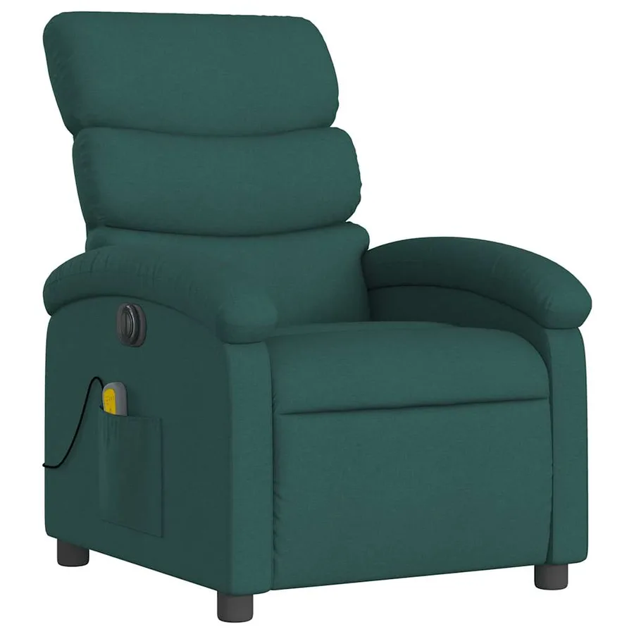 Fauteuil de massage inclinable électrique Vert foncé Tissu - 4
