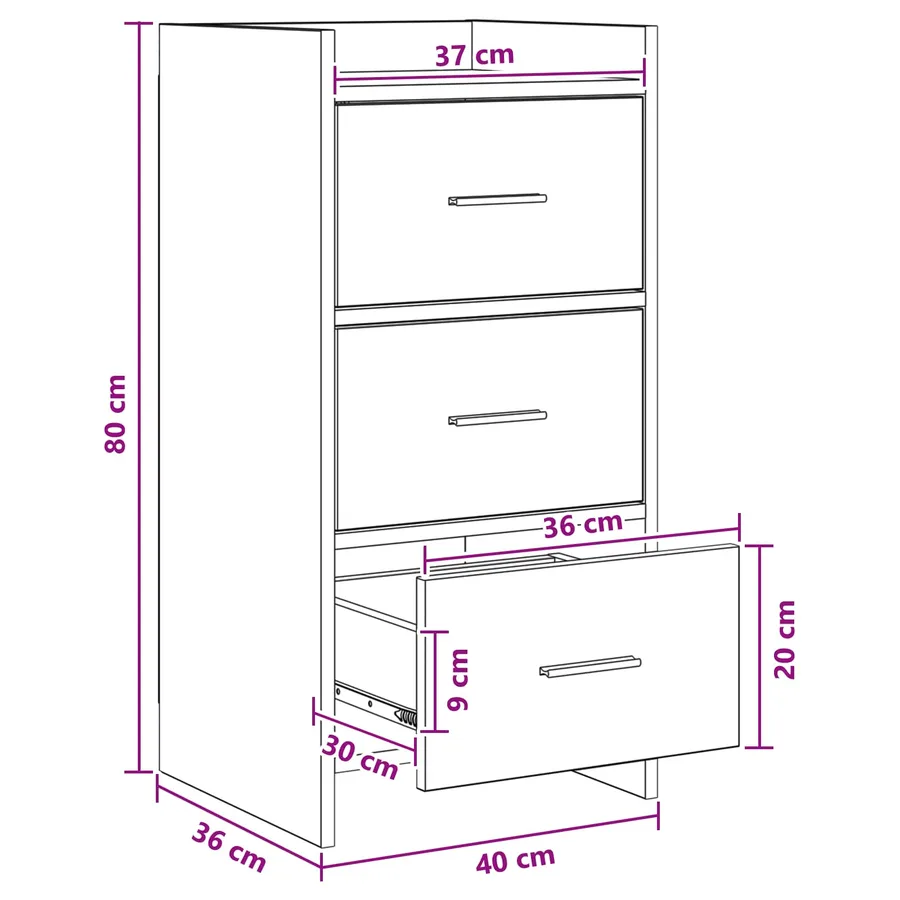 Buffet Chêne Sonoma 40 x 36 x 80 cm Bois d'ingénierie - 8
