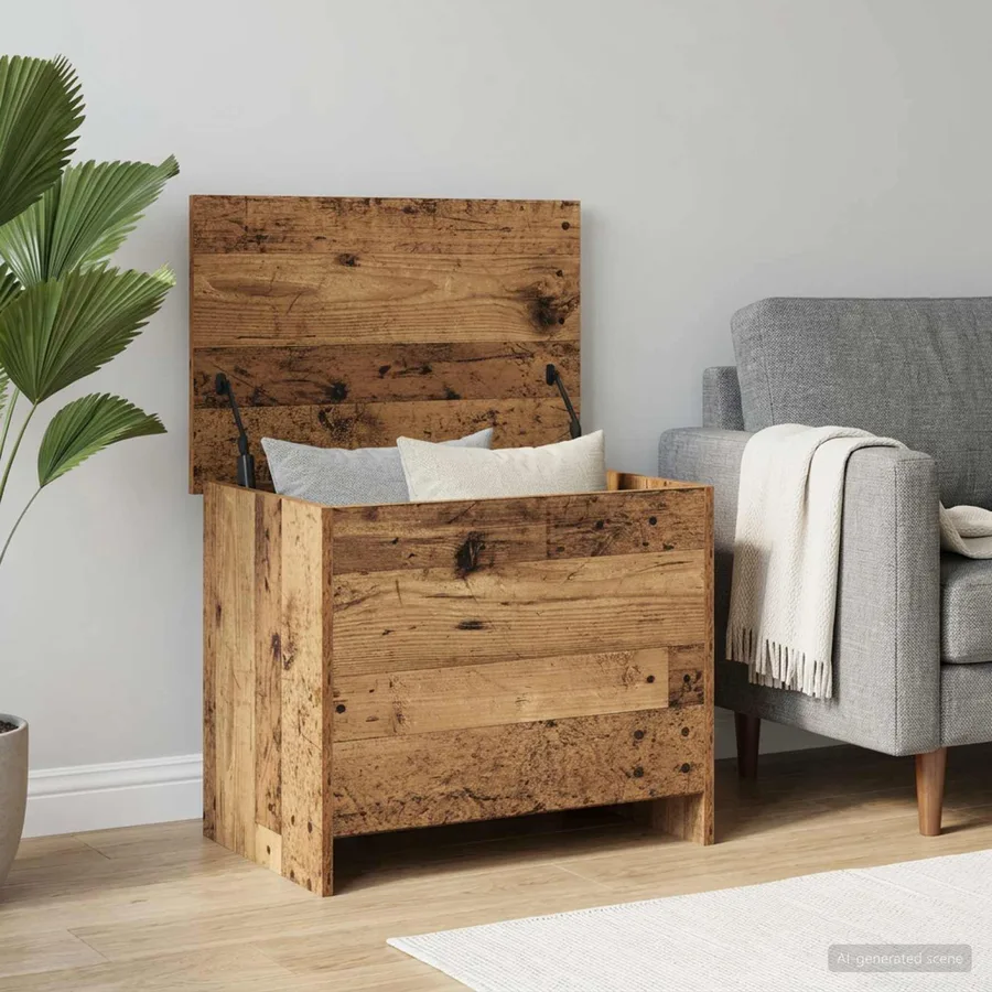 Coffre de rangement avec stockage Bois ancien 60 x 40 x 50 cm - 4