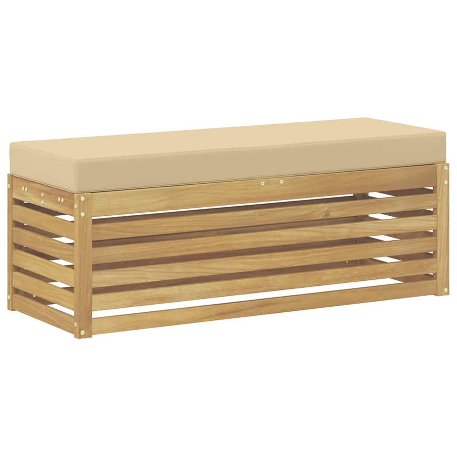 Banc de Jardin Blanc 115 x 43 x 45 cm Bois d'Acacia Massif - 2