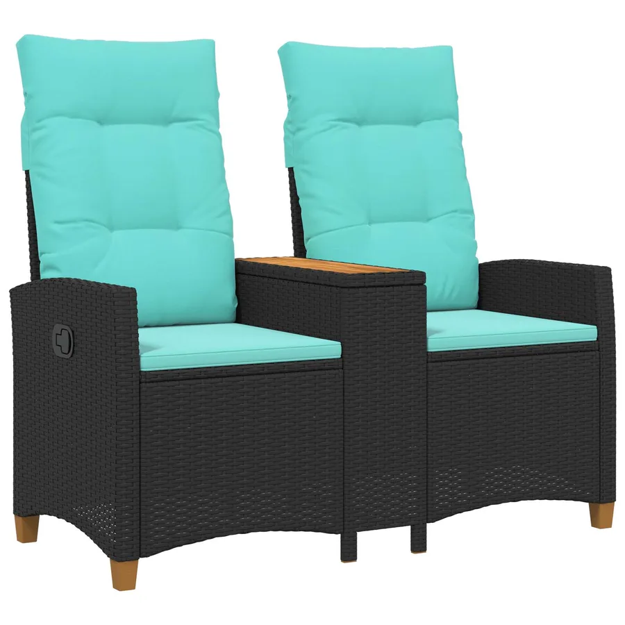 Banc inclinable avec table Noir et turquoise 126 x 65 x 112 cm - 2