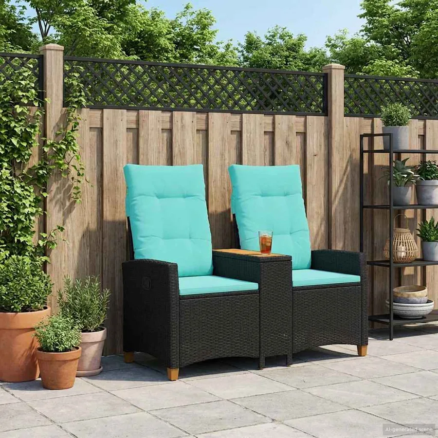 Banc inclinable avec table Noir et turquoise 126 x 65 x 112 cm - 3