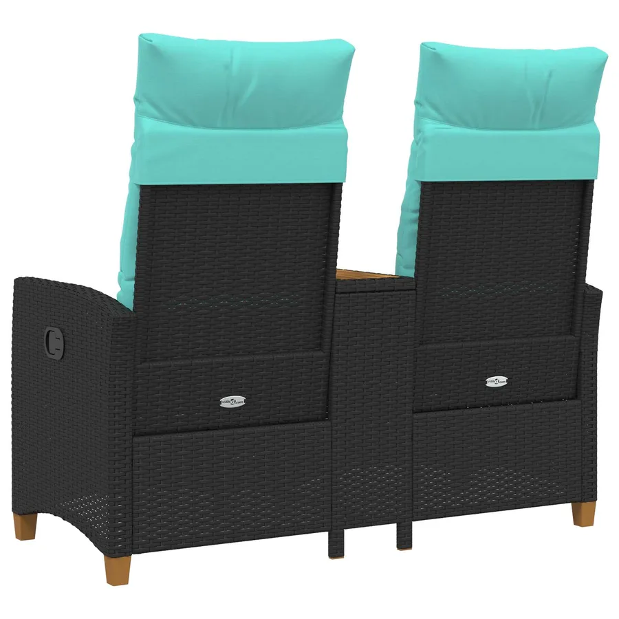 Banc inclinable avec table Noir et turquoise 126 x 65 x 112 cm - 6