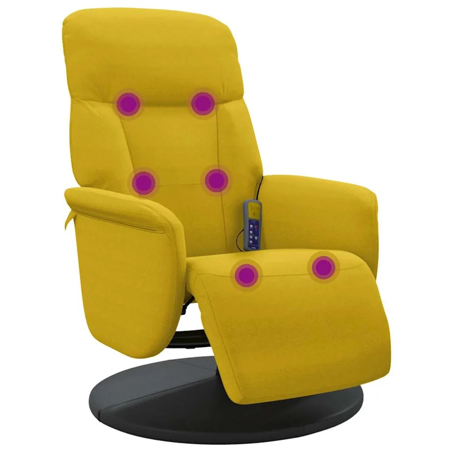 Fauteuil inclinable de massage avec repose-pied jaune velours - 2