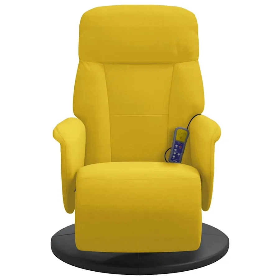 Fauteuil inclinable de massage avec repose-pied jaune velours - 4