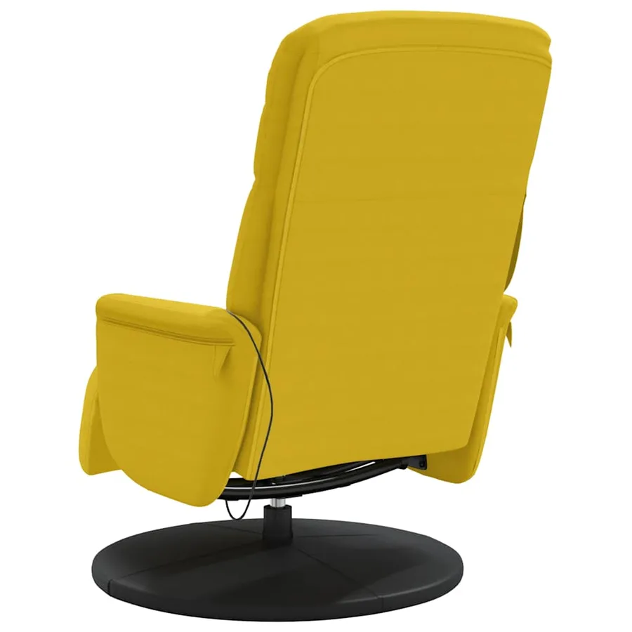 Fauteuil inclinable de massage avec repose-pied jaune velours - 6