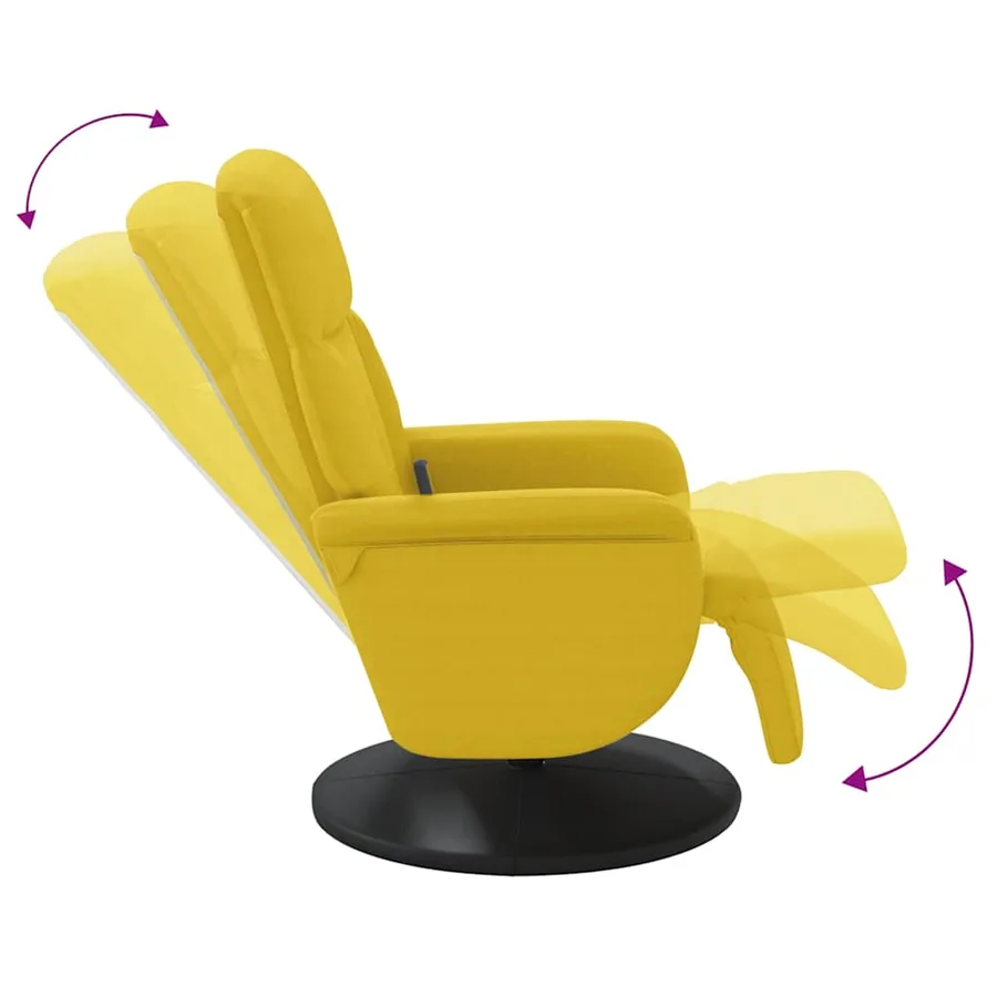 Fauteuil inclinable de massage avec repose-pied jaune velours - 7