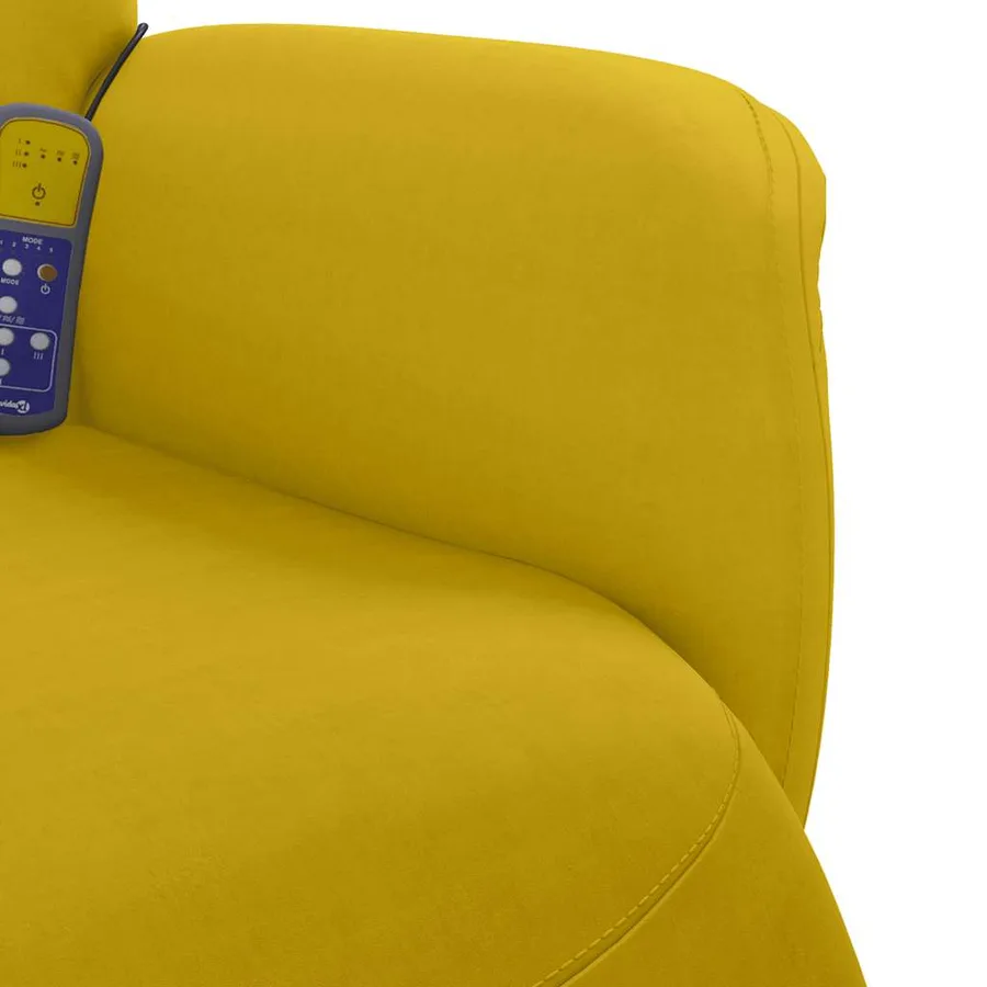 Fauteuil inclinable de massage avec repose-pied jaune velours - 8