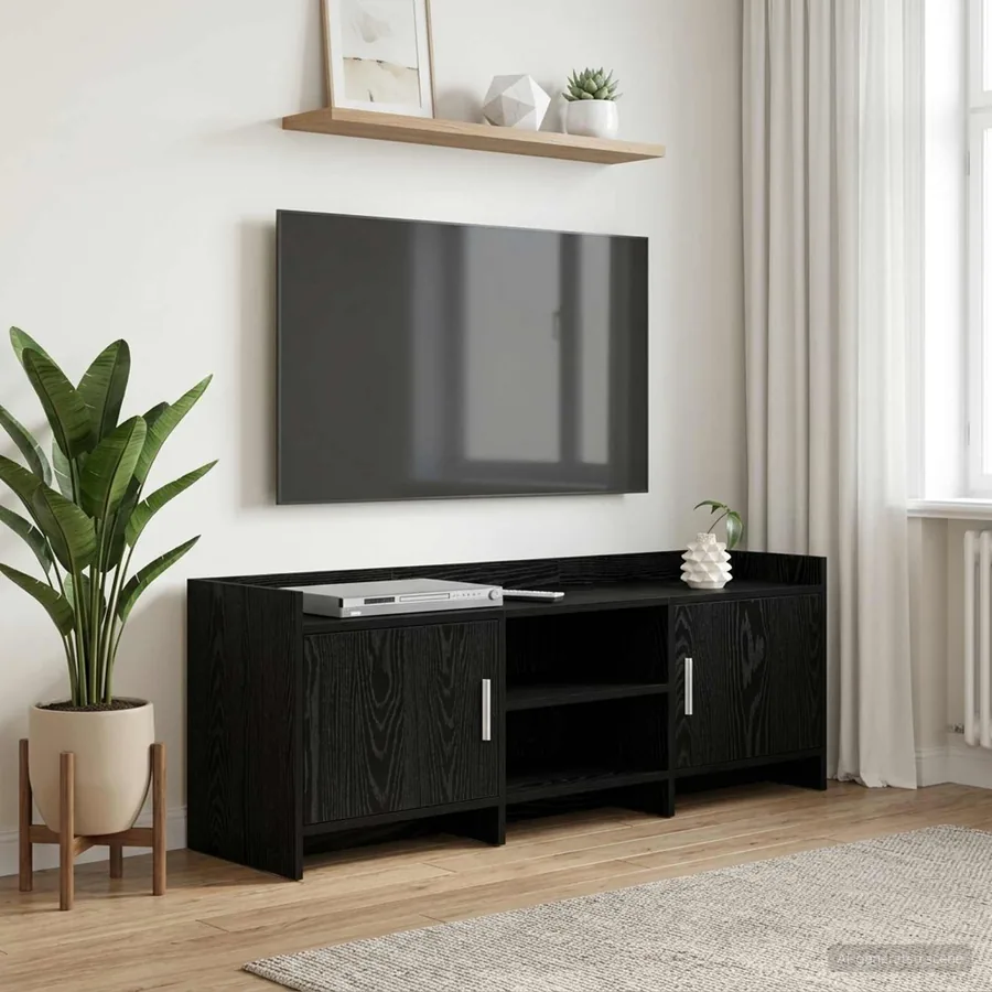 Meuble TV 130 x 33 x 47 cm Chêne noir Bois d'ingénierie