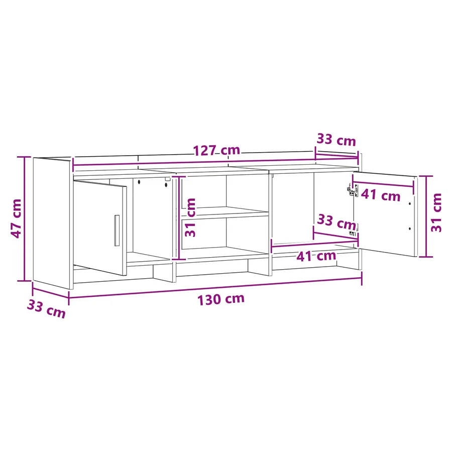 Meuble TV 130 x 33 x 47 cm Chêne noir Bois d'ingénierie - 9