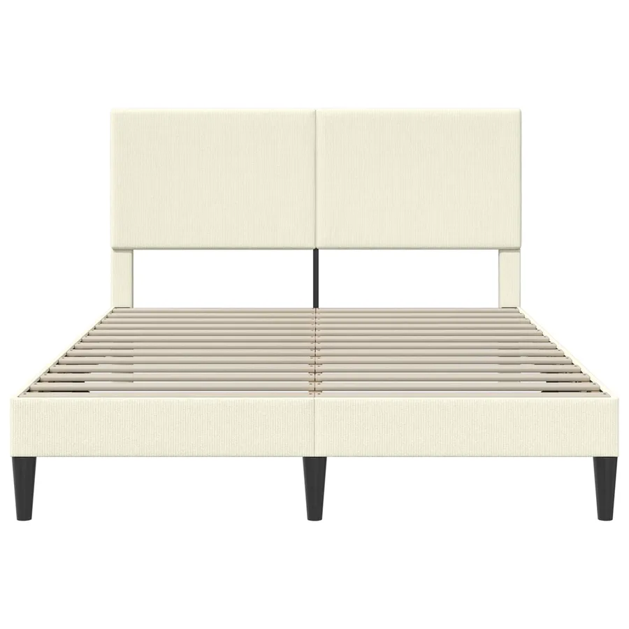 Cadre de lit Crème 140 x 190 cm Tissu en velours côtelé - 4
