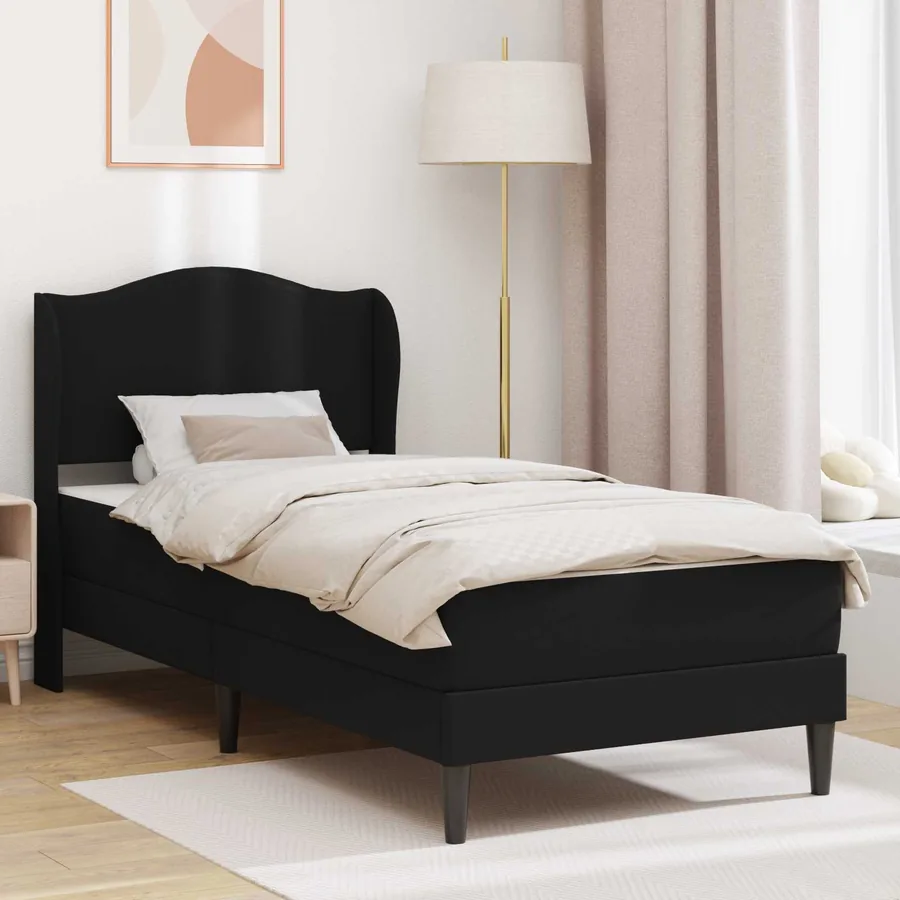 Cadre de lit avec tête de lit Noir 90 x 190 cm Simili cuir