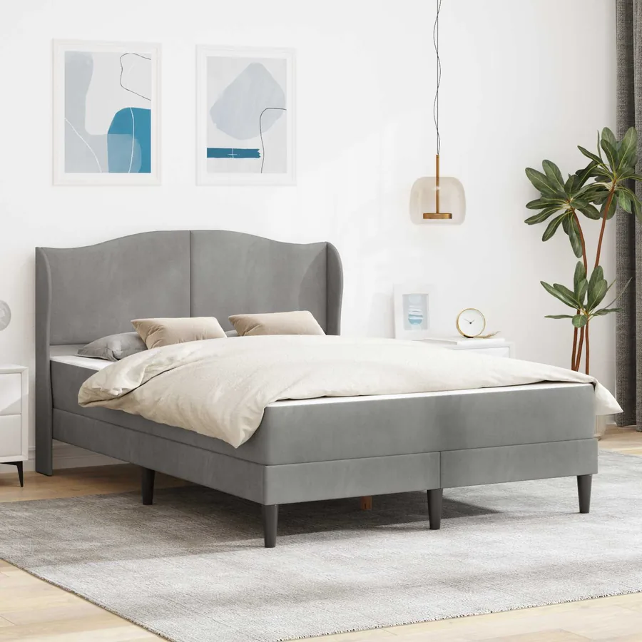 Cadre de lit avec tête de lit Gris clair 120 x 200 cm Velours