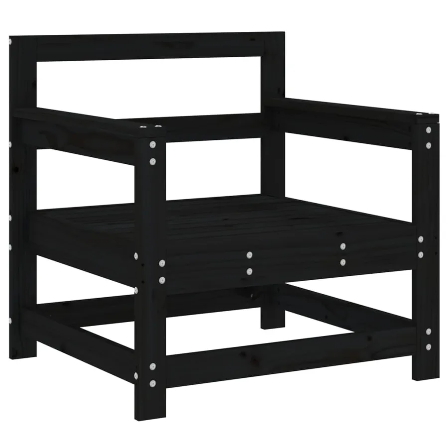 Chaises de jardin lot de 2 noir bois massif de pin - 3