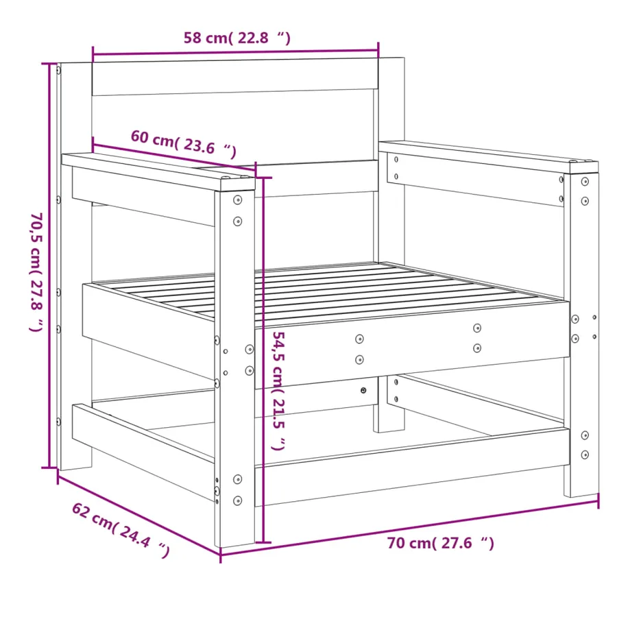 Chaises de jardin lot de 2 noir bois massif de pin - 8