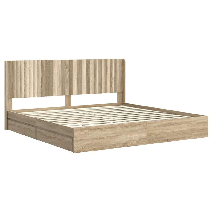 Cadre de lit avec rangement et tête de lit Chêne Sonoma - 4
