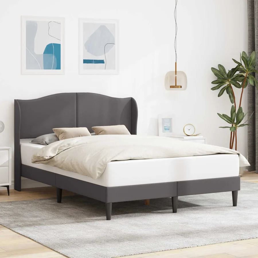 Cadre de lit avec tête de lit Gris 140 x 200 cm Simili cuir