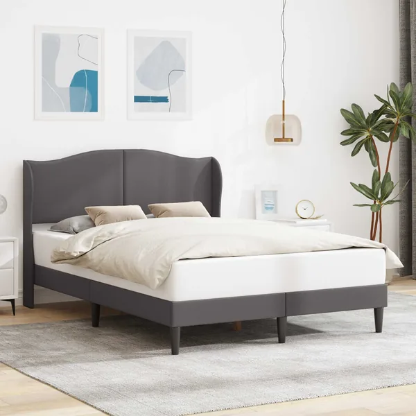 Cadre de lit avec tête de lit Gris 140 x 200 cm Simili cuir