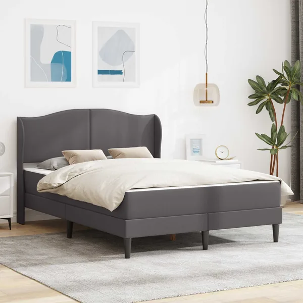 Cadre de lit avec tête de lit Gris 140 x 200 cm Simili cuir