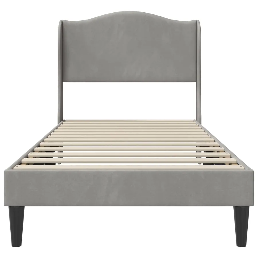 Cadre de lit avec tête de lit Gris clair 80 x 200 cm Velours - 4