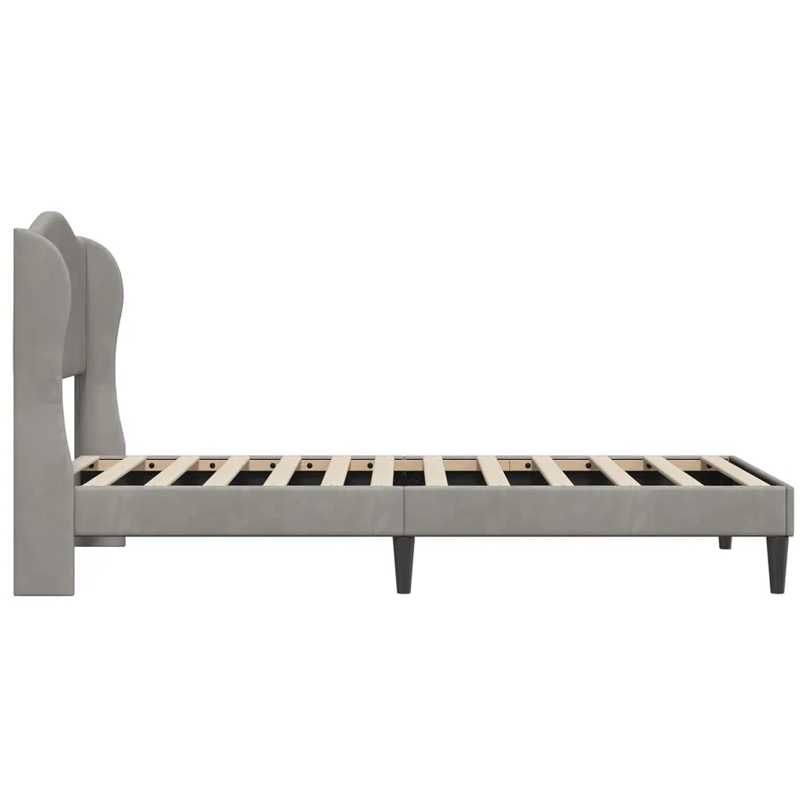 Cadre de lit avec tête de lit Gris clair 80 x 200 cm Velours - 5