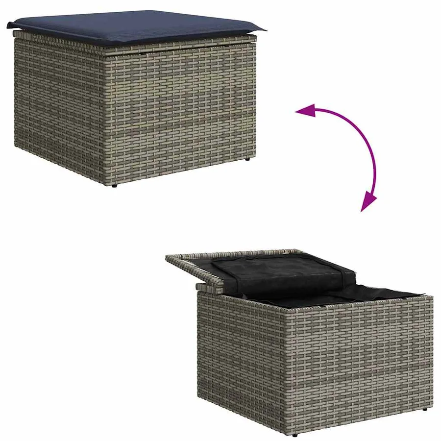 Ensemble de Canapés avec coussin 6 pcs Gris et marine polyrotin - 12