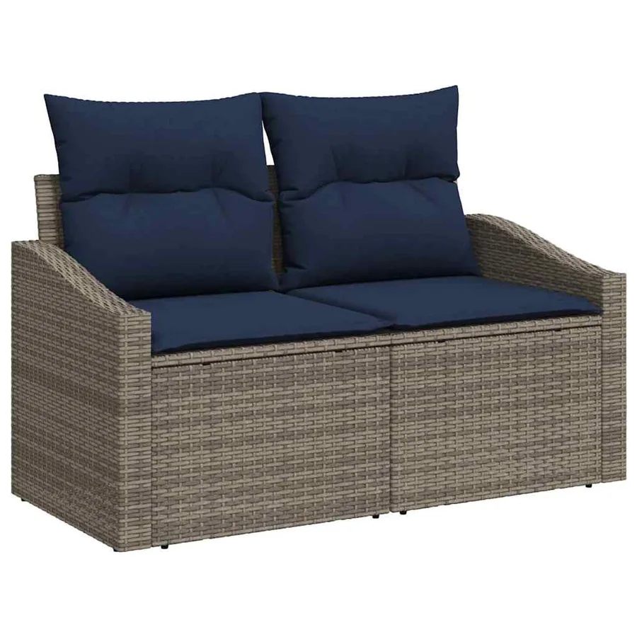 Ensemble de Canapés avec coussin 6 pcs Gris et marine polyrotin - 4