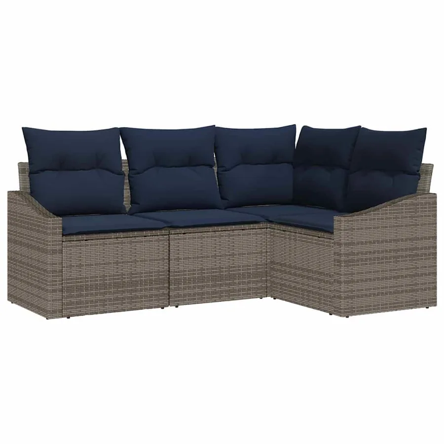 Ensemble de canapé de jardin 4 pcs Gris et bleu marine - 2