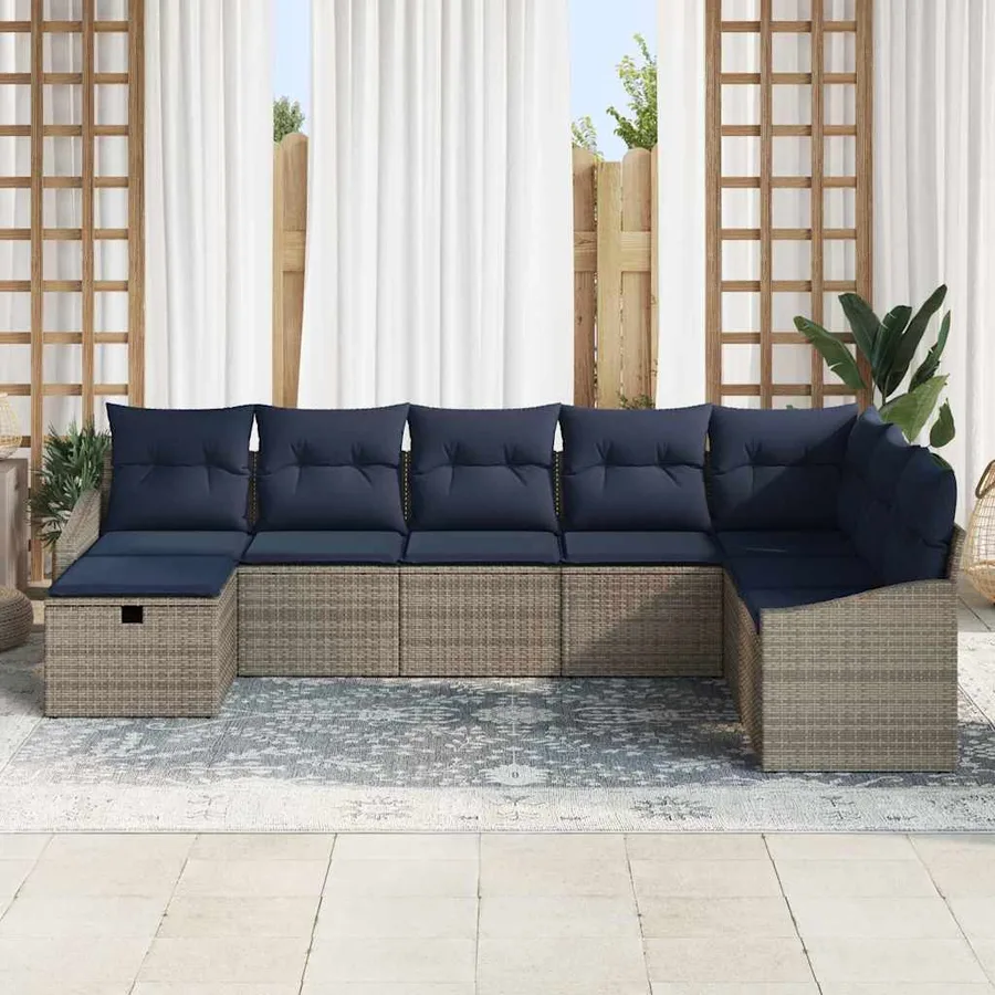 Ensemble de Canapés avec coussin 6 pcs polyrotin - 3