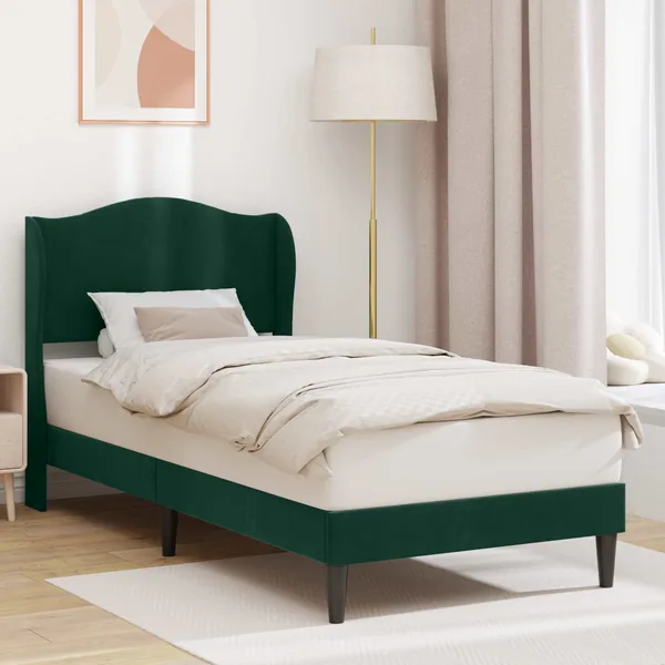 Cadre de lit avec tête de lit Vert foncé 90 x 200 cm Velours