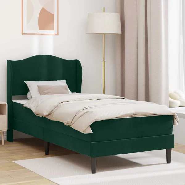 Cadre de lit avec tête de lit Vert foncé 90 x 200 cm Velours