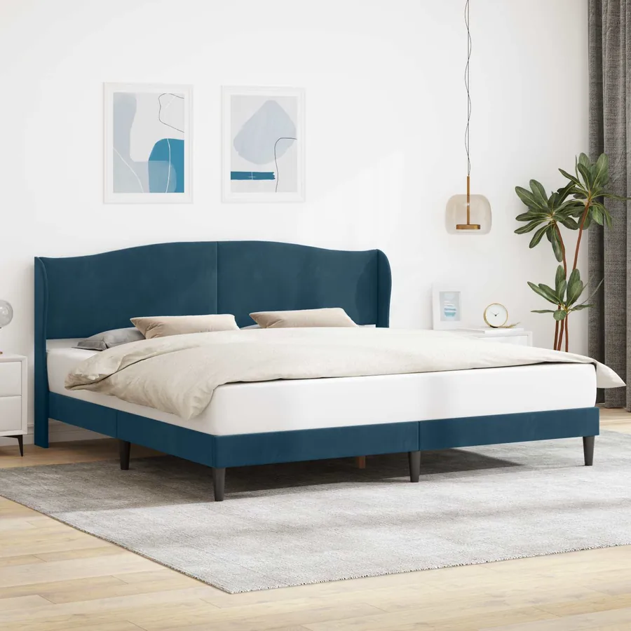 Cadre de lit avec tête de lit Bleu 200 x 200 cm Velours