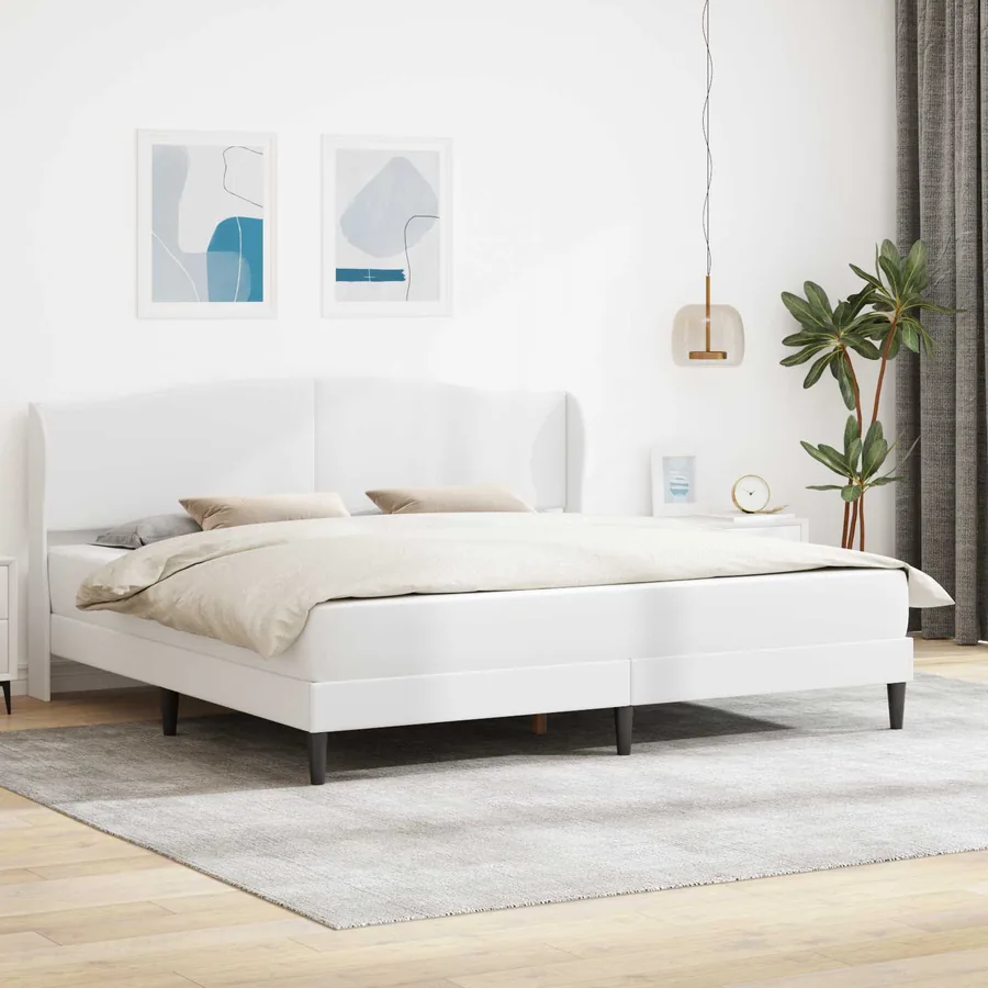 Cadre de lit avec tête de lit Blanc 180 x 200 cm Simili cuir