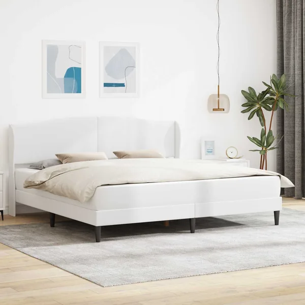 Cadre de lit avec tête de lit Blanc 180 x 200 cm Simili cuir