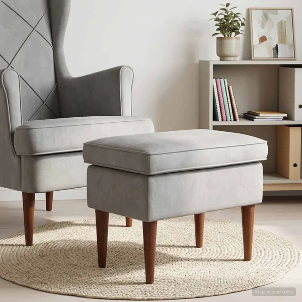 Pouf Gris clair 55 x 35 x 41 cm Velours