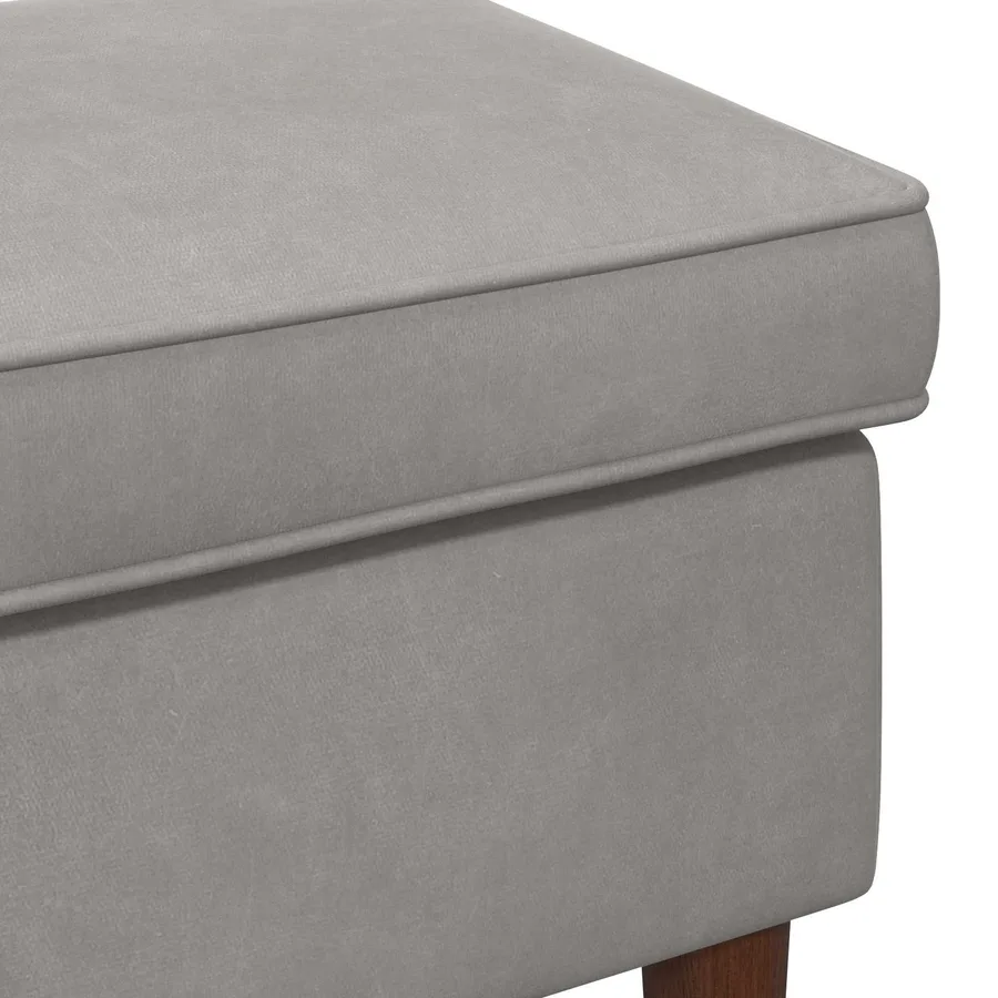 Pouf Gris clair 55 x 35 x 41 cm Velours - 5
