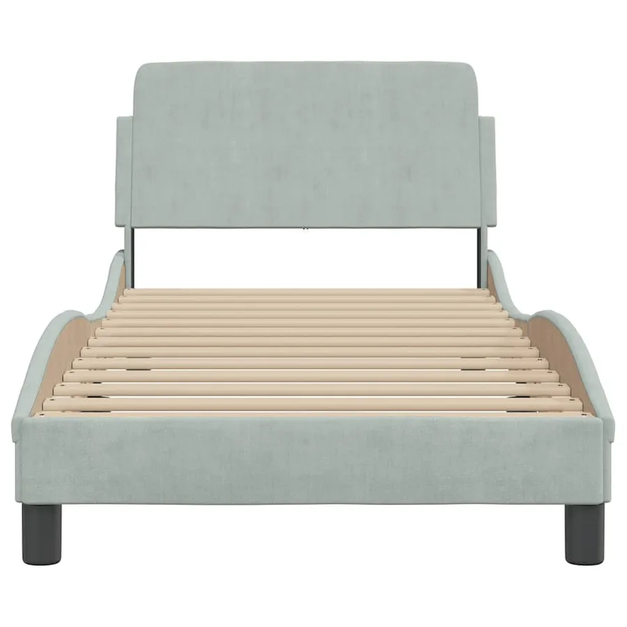 Cadre de lit Dover gris clair 80x200 cm velours - 4