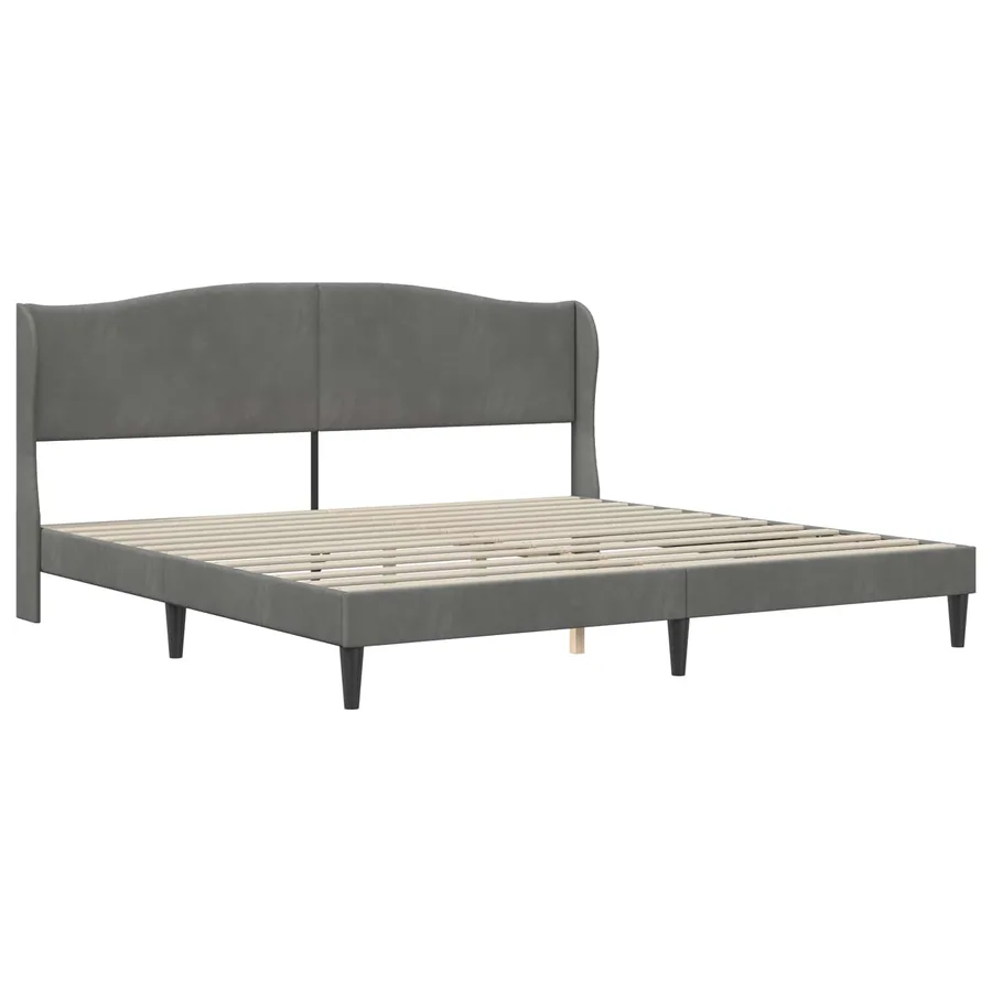 Cadre de lit avec tête de lit Gris foncé 180 x 200 cm Velours - 4