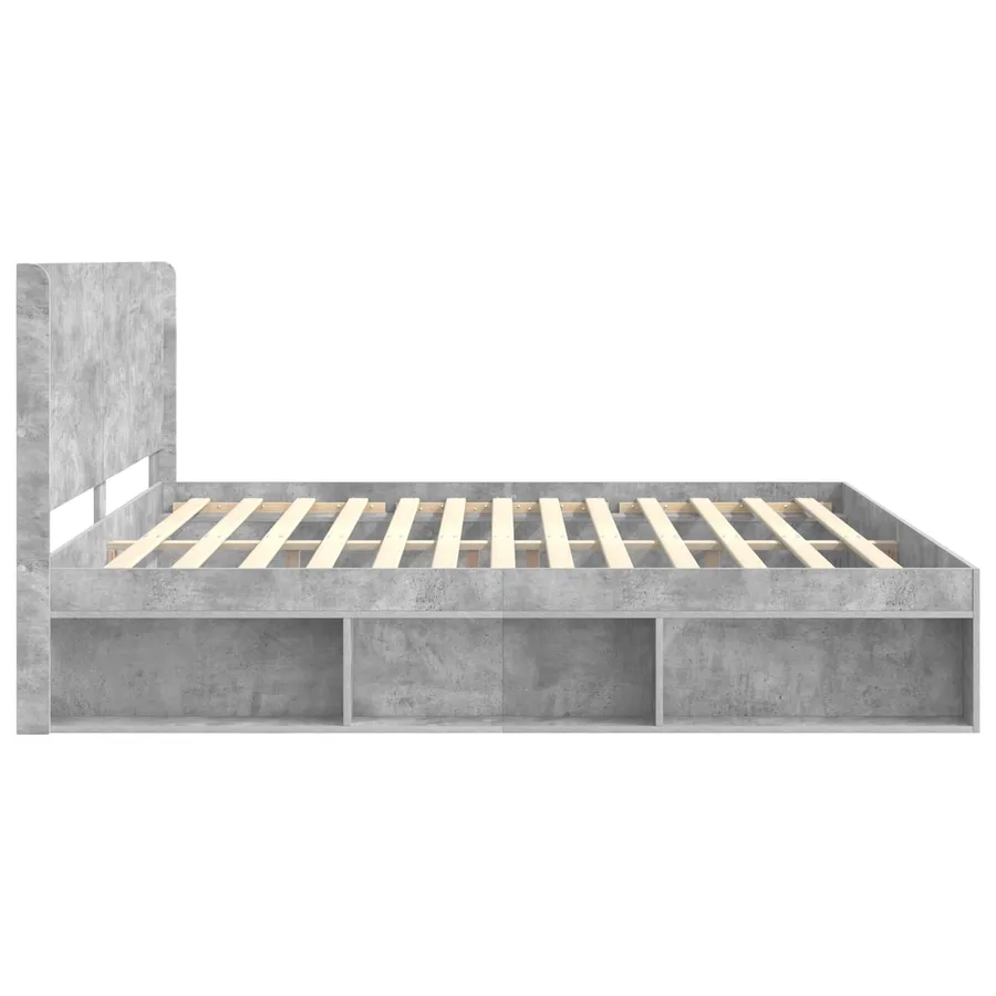 Cadre de lit avec rangement et tête de lit Gris béton - 6