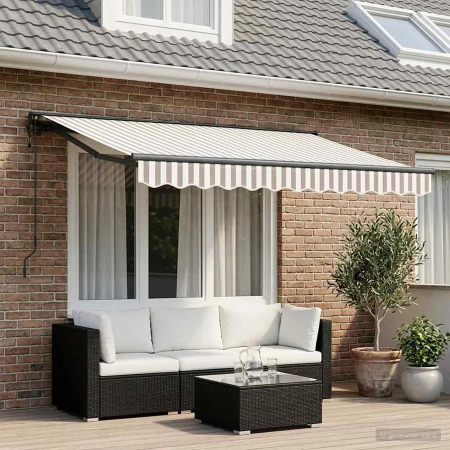 Auvent rétractable électrique Gris clair et blanc 2,5 x 2 m