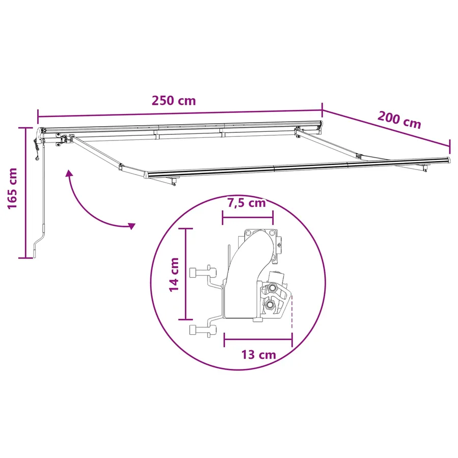 Auvent Rétractable Gris clair et blanc 2,5 x 2 m tissu - 8