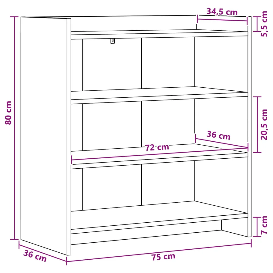 Buffet Bois ancien 75 x 36 x 80 cm Bois d'ingénierie - 7