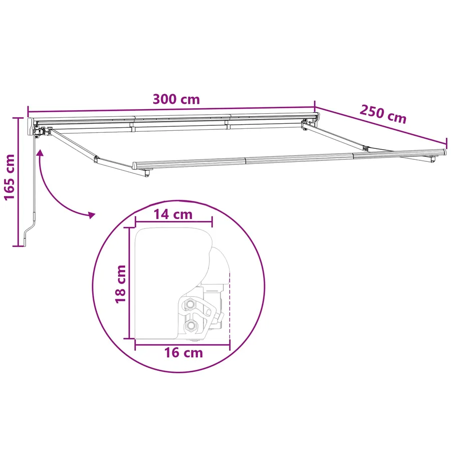 Auvent rétractable Sable 3 x 2,5 m Polyester et Aluminium - 7